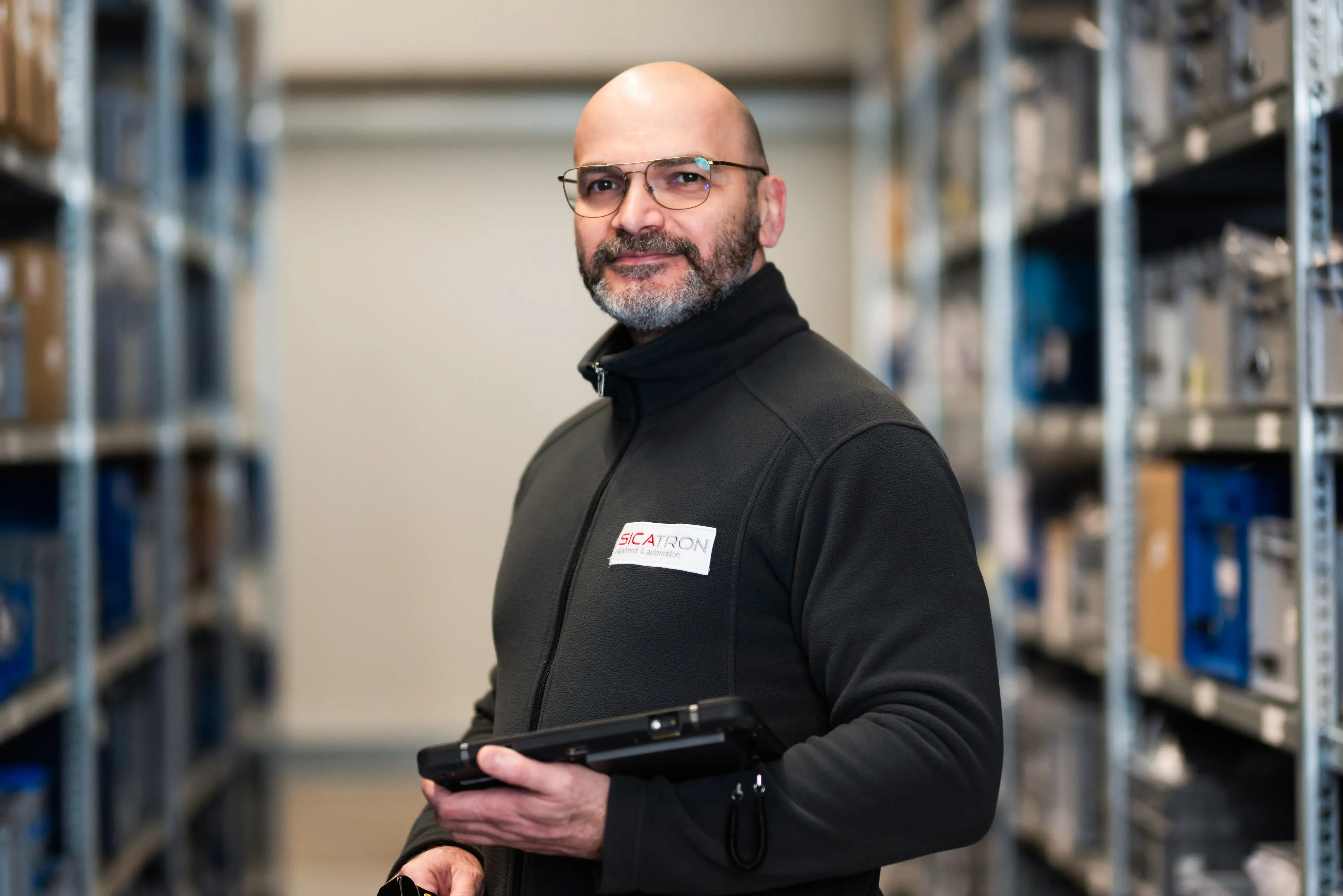 Mitarbeiter von SICATRON mit einem Ipad in der Hand